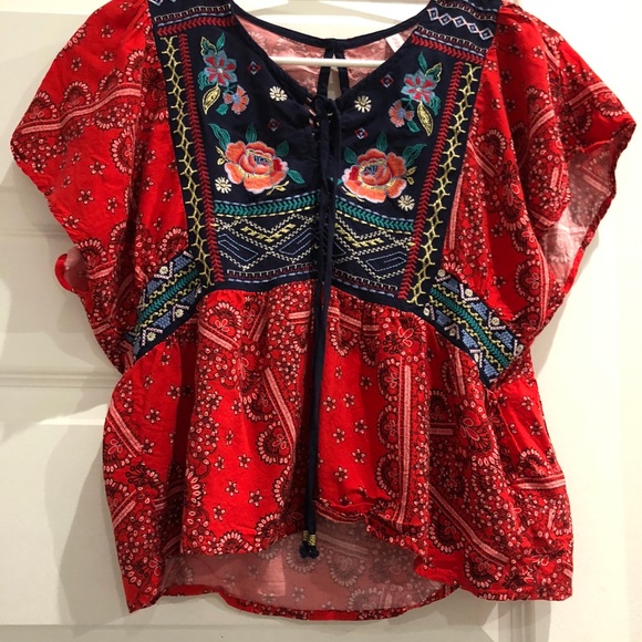 Red bandana print blouse with modern twists